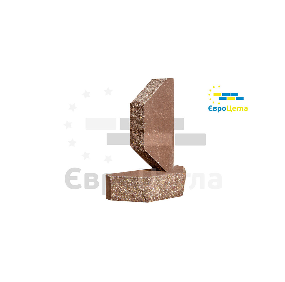 Облицювальна колота цегла Єврокирпич коричневий двокутовий, фото 2